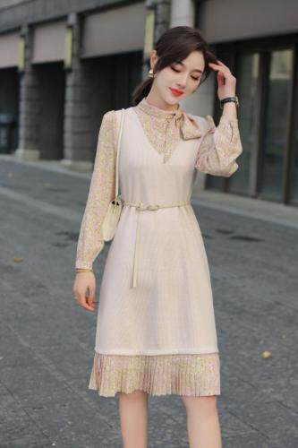 春装拼色连衣裙，女装连衣裙，千禧宏运