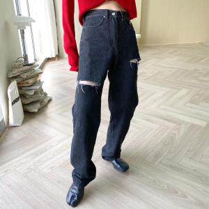 春款破口牛仔直筒裤，女装，久意