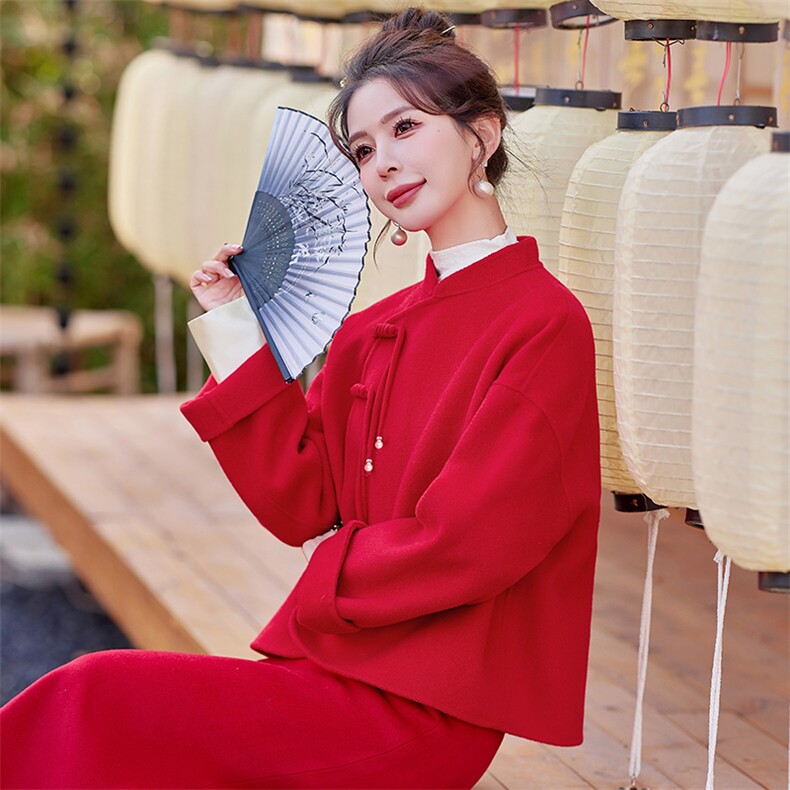 春季新款时尚女装双面呢大衣优雅修身显瘦毛呢外套气质百搭中长款风衣，女装双面呢大衣，芷墨服饰