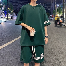 直播品质！2024夏季新款男士珠地短袖套装透气一套TZP001P70，男装T恤，电商B220