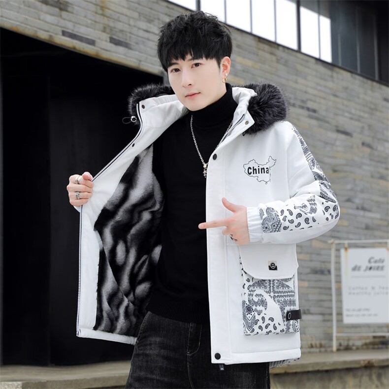 新款加绒加厚男士宽松外套休闲百搭保暖棉服,男装棉衣,星座1206（原A206）