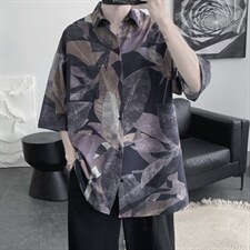 2022夏季碎花短袖扎染衬衫印花衬衣外套XZ518-2-CY77，男装衬衫，四季星座518-2