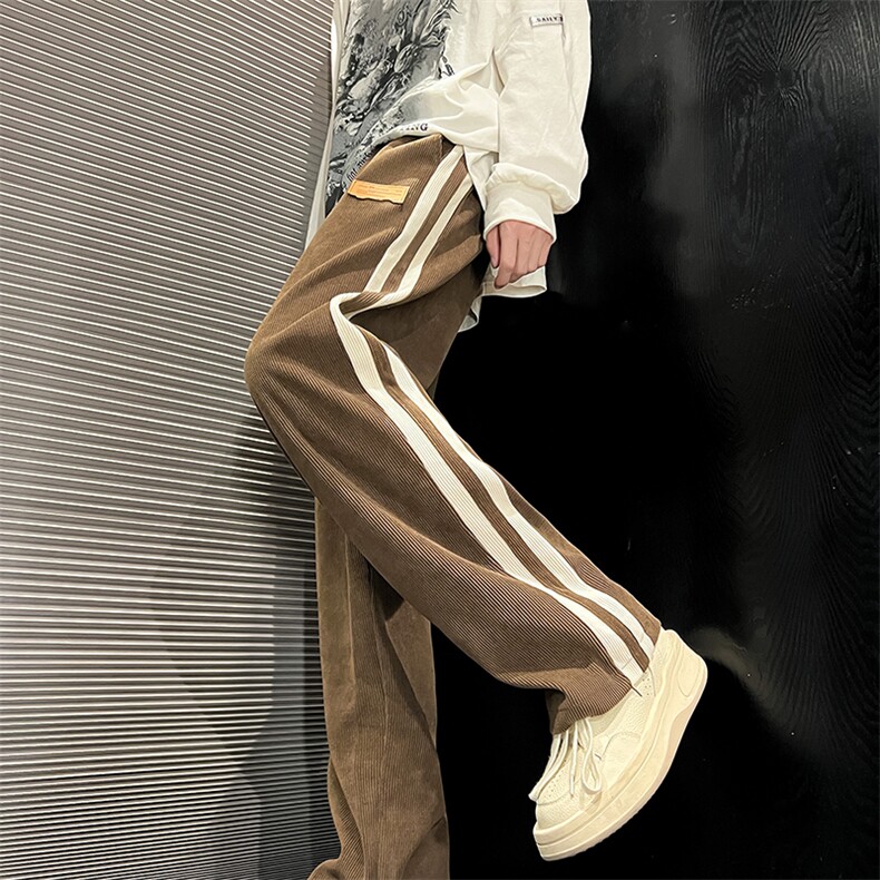 23秋欧棉绒灯芯绒拼接宽松休闲裤XZ603-K730-P55控68,男装休闲裤,星座603