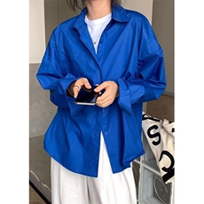 春季新款韩版克莱因蓝休闲长袖衬衫女宽松叠穿气质上衣CHJ64，男装衬衫，星座1116A（原606A-3）