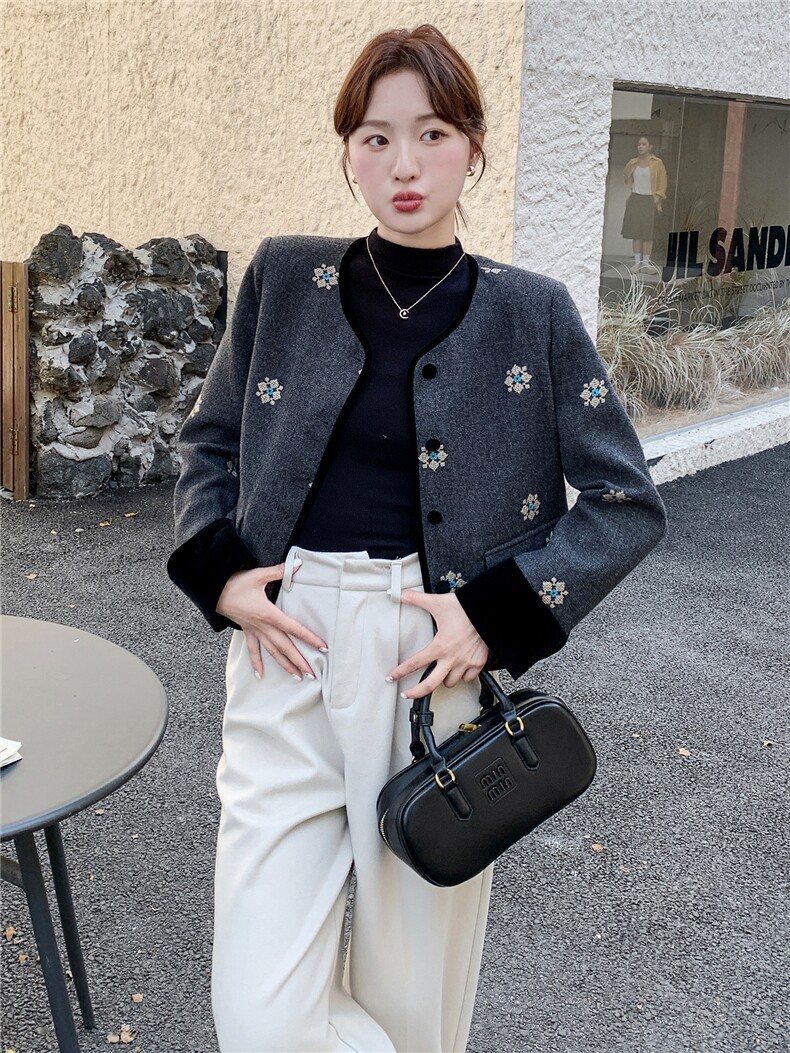 2025秋冬新款刺绣双面呢外套女,女装毛呢外套,曼娅璐