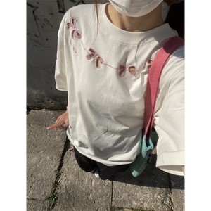 镂空绣花纯棉230克短袖ZX0204-P30图片
