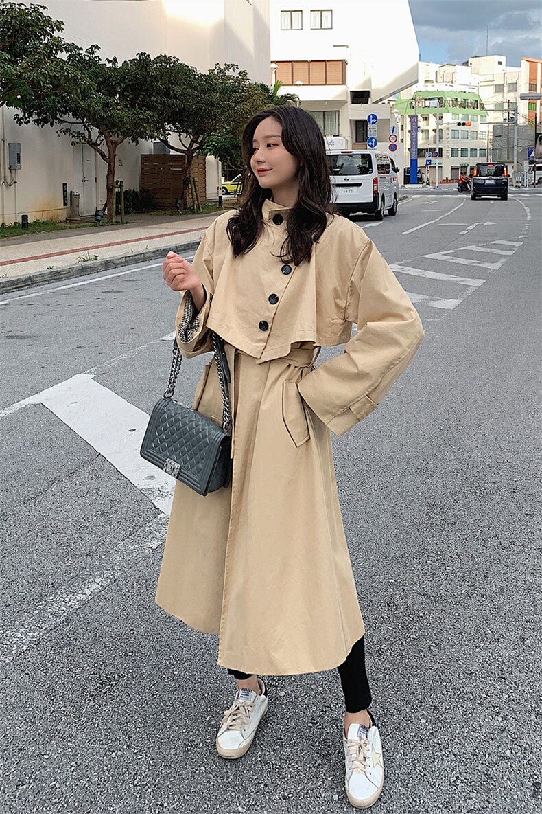 2021春季新款立领长款风衣浙宝292A货号L033,女装风衣,时倾STUDIO
