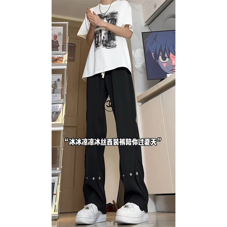 美式高街hiphop冰丝铆钉微喇休闲裤货号K2425P55,男装休闲裤,电商A063