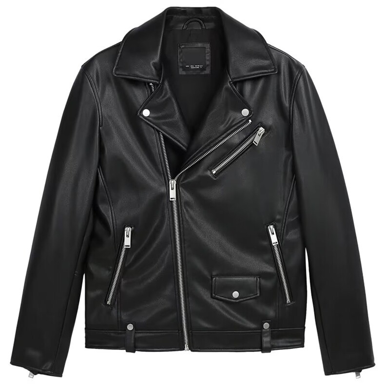 秋冬男装仿皮斜拉链机车皮夹克朋克修身皮衣外套AK1020P90，男装皮衣，星座1013-1