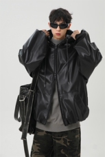 春季新款港风日复古连帽皮衣夹克外套男潮XZ213-JK5000-P88控108，男装夹克，星座213