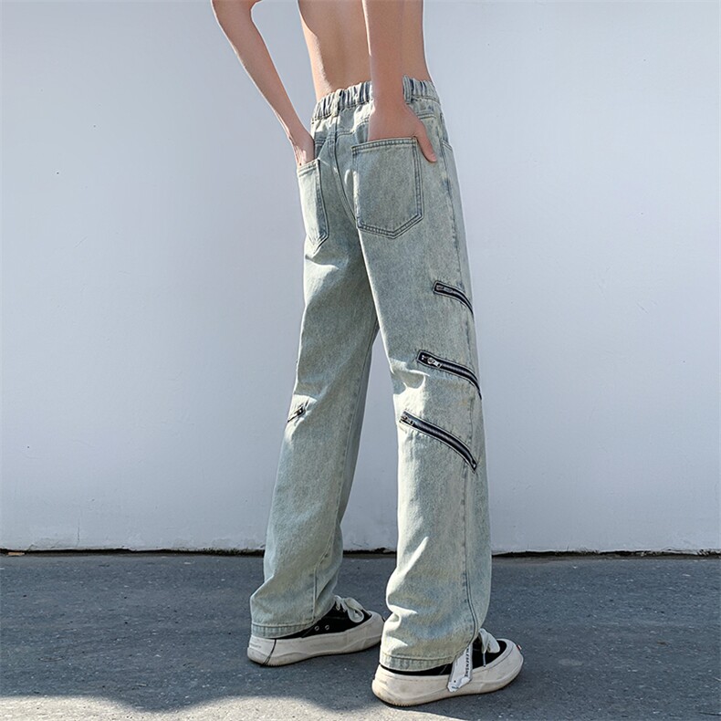 B221美式ins高街暗黑小众个性款拉链小脚牛仔裤LK23054-P70控98,男装牛仔裤,电商B221