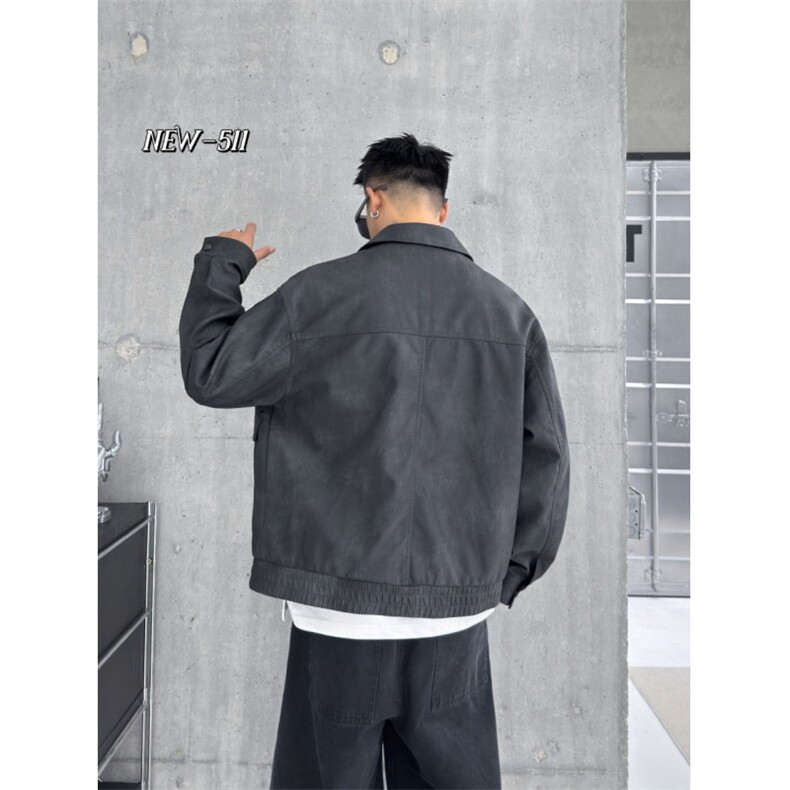 美式复古皮衣男设计感宽松夹克轻奢潮牌外套皮夹克511-P165,男装皮衣,星座310A-4
