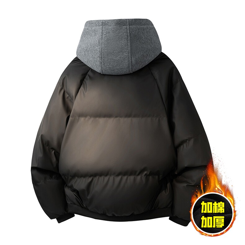 现货高品质重磅工艺美式高街假两件PU皮棉衣男女加厚棉服外套,男装棉衣,电商A443