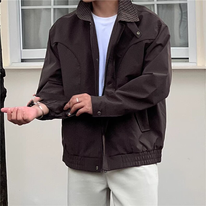 JK733-M-3XL-特P52-现货！美式复古哈灵顿夹克翻领撞色外套,男装夹克,星座1811B