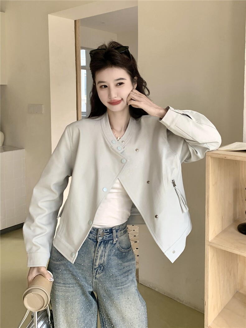 【现货】短款立领夹克外套P145-K238，女装短外套，浙宝128A