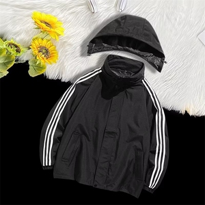 春秋新款男士条纹夹克外套休闲连帽工装时尚百搭户外服1256/P40图片