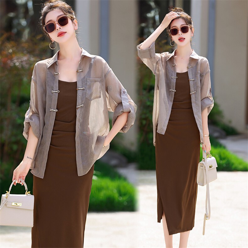 【已出大货】【夏季主推款】防晒衣+吊带裙两件套贼显瘦显腿长，女装连衣裙，C位