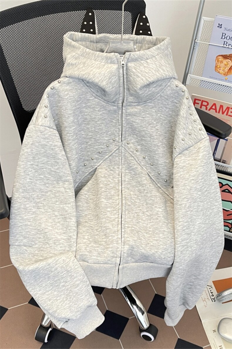 连帽厚华棉复合空气层460克卫衣拉链开衫重工艺夹克外套Y203H-P65,男装夹克,电商A227A