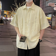 新款工装短袖衬衫夏季痞帅休闲百搭宽松衬衣男女A2239-P42，男装T恤，星座208-5