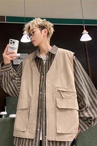 8XL-M 特大码衬衫男假两件拼接衬衫新中式坎肩马甲外穿CS508TP68图片