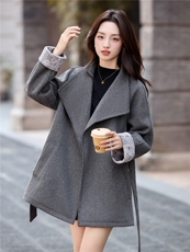 2025冬装新款时尚拼色大衣外套，女装毛呢外套，伊仟回