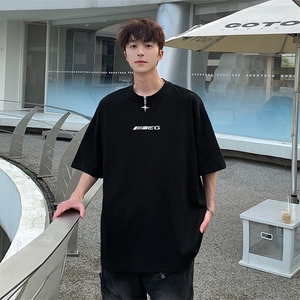 X5492-TP30 控价48 2024夏季美式字母印花五分袖t恤宽松男图片