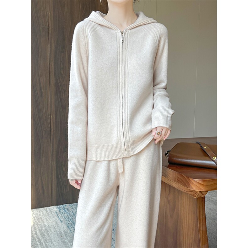2025年秋季新款百搭拉链帽衫，女装羊毛衫，隆格羊绒