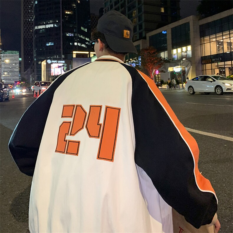 美式潮牌棒球服秋季拼色情侣工装夹克宽松潮流休闲上衣 W1390-P62图片
