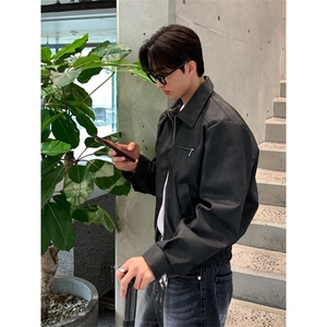 706-2-CPY077-P95 现货 高质量 男士宽松PU皮夹克痞帅皮衣外套，男装皮衣，星座706-2