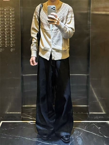 费尔岛提花针织衫男女款秋季美式复古高级感痞帅长袖毛衣开衫外套图片