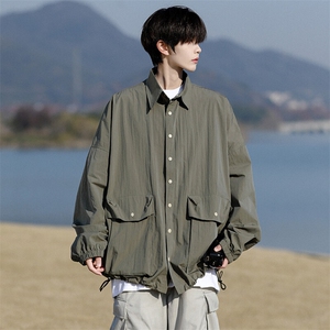 8XL-M春夏廓形衬衫防晒外套特大码多口袋复古慵懒衬衣JK5203/P50图片