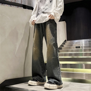 水洗牛仔裤男高街渐变子美式宽松直筒微喇长裤1001-1-GN9027-P42图片