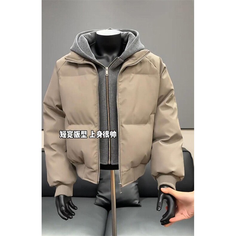 现货高品质重磅工艺美式高街假两件PU皮棉衣男女加厚棉服外套,男装棉衣,电商A486