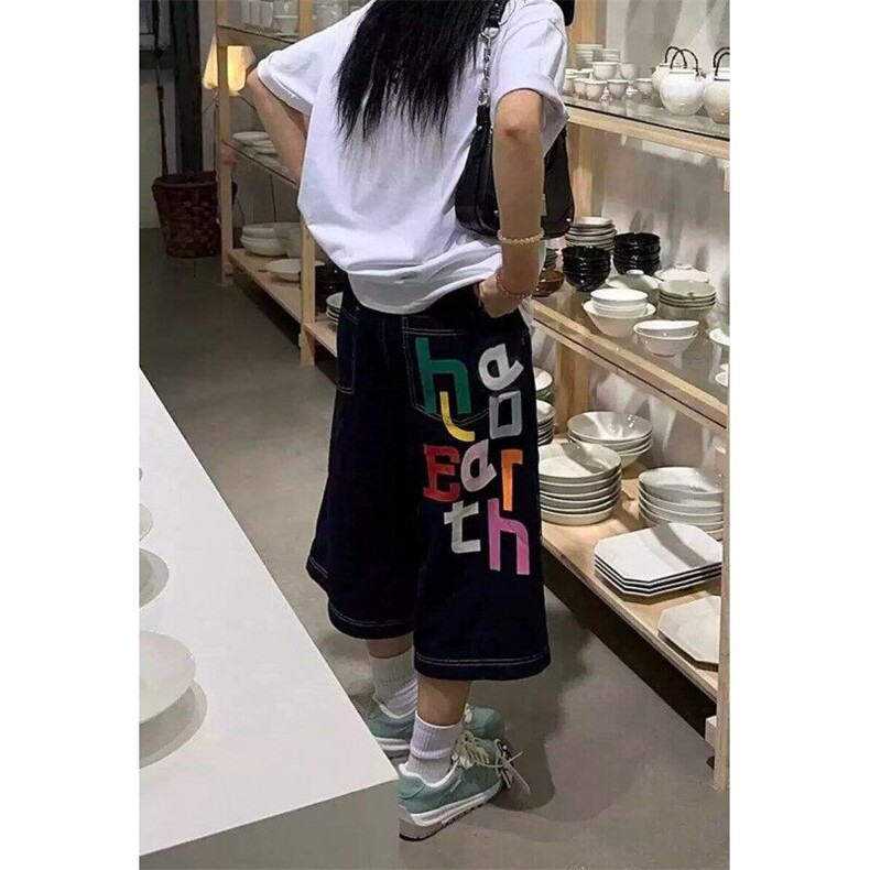 复古黑色牛仔七分裤夏季低腰直筒宽松工装中裤五分裤短裤ND3014,男装牛仔裤,星座1116A（原606A-3）