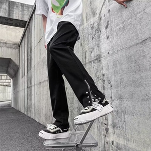 美式牛仔裤男春秋新款休闲扣装饰直筒裤KJ71P38图片
