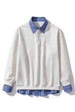 可二开衬衫领卫衣男:表面棉底部聚酯纤维78010P58控88，男装衬衫，星座227-7