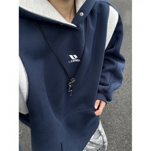 2025秋季新款撞色复古宽松连帽卫衣男女 B208-WY3907-P65图片