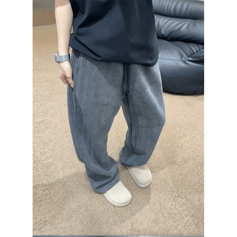 KZ08-特批34加绒44原版现货！美式休闲裤斑马纹肌理卫裤弯刀裤,男装休闲裤,星座215-1