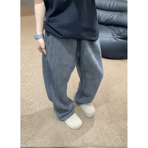 KZ08-特批34加绒44 原版现货！ 美式休闲裤斑马纹肌理卫裤弯刀裤图片