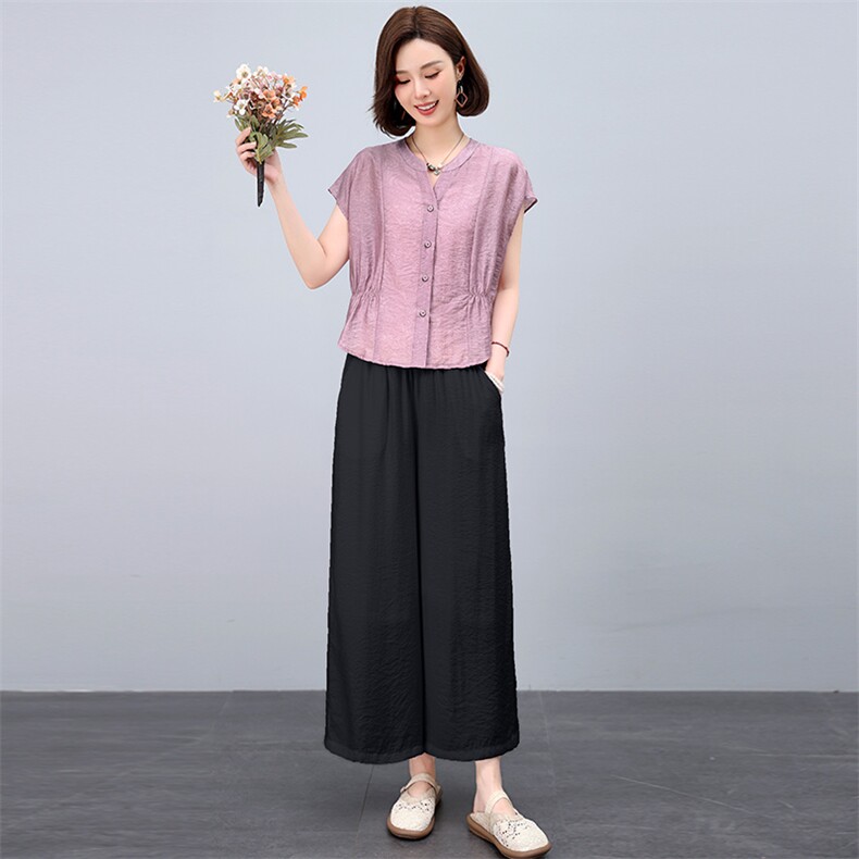 大方得体穿搭一整套2025新款套装女夏季洋气减龄显瘦阔腿裤两件套,女装套装/套裙,阿丹