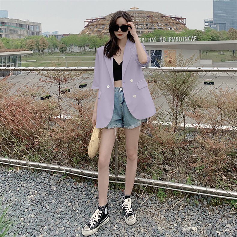 现货雪纺西装外套女春夏薄款2020红防晒小西服,女装西装,天丽