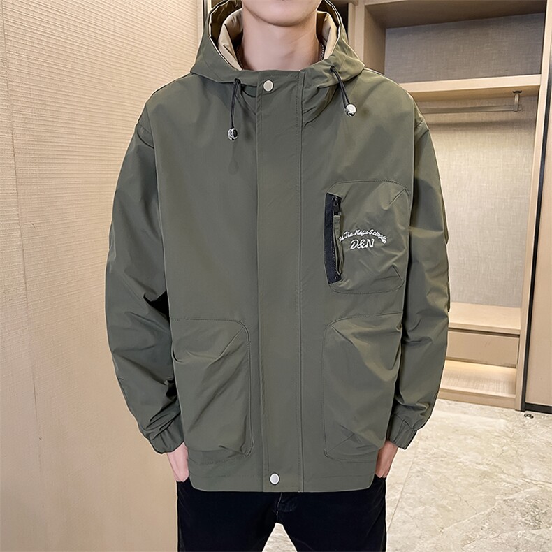 店主风-冲锋衣春秋季新款工装连帽长袖夹克外套902P110,男装夹克,电商A203-1