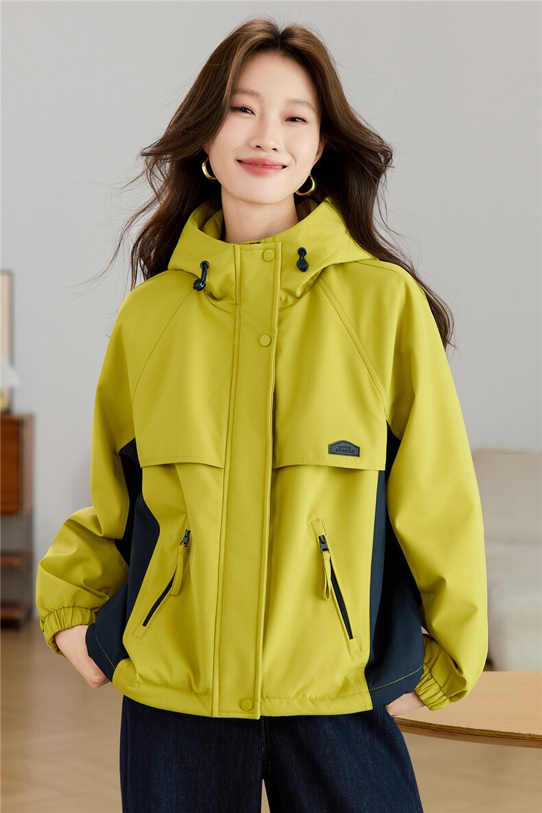 现货2025新款加绒连帽女士休闲时尚连帽派克服,女装派克服,木子恋