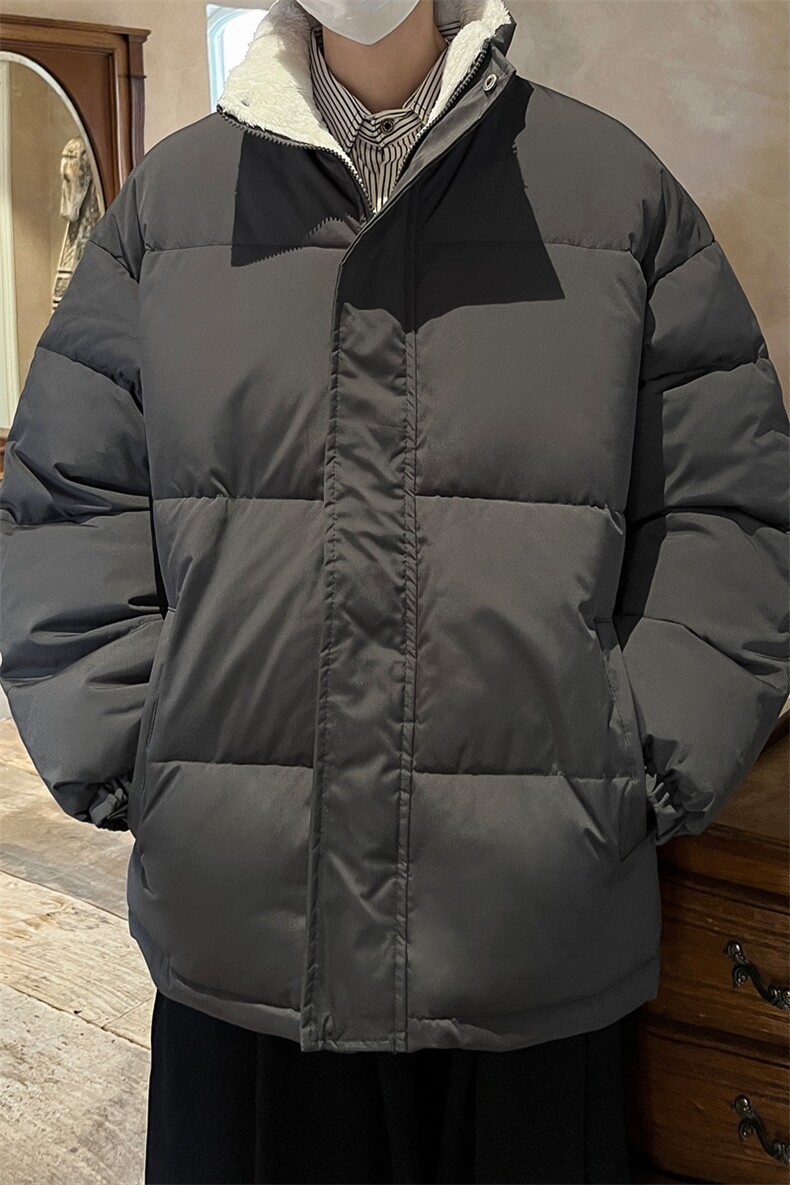 ！2023冬新款男士羊羔毛里面棉衣纯色保暖棉服外套MY100特P65,男装棉衣,电商B220