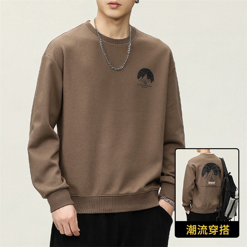 圆领卫衣男春秋款男装潮牌美式男款新款男士上衣长袖秋季8077-P40,男装卫衣,电商D215