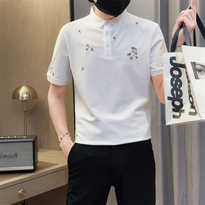 2025夏季短袖T恤碎花刺绣翻领Polo衫-25136-P53,简单便宜的穿搭图片