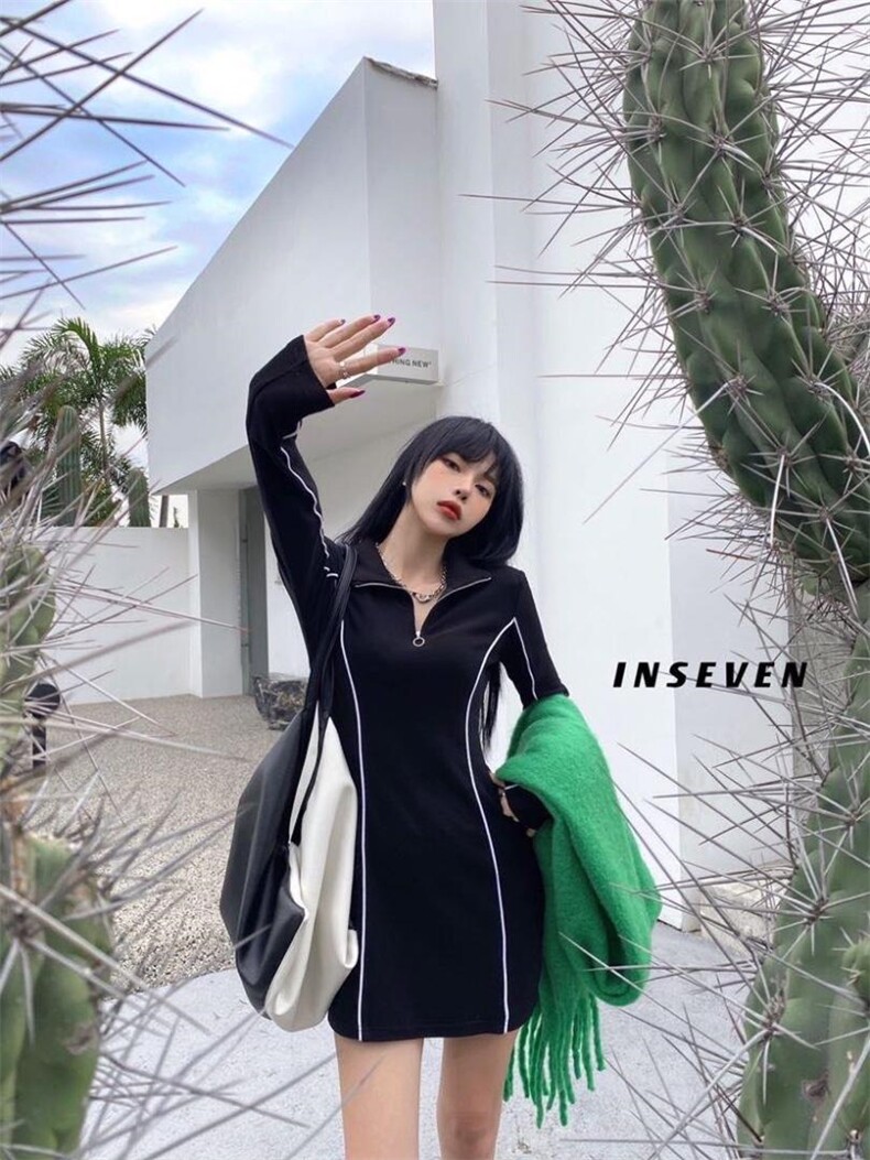 冬季新款打底连衣裙，女装连衣裙，INSEVEN