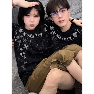 万针全刺绣工艺抖音得物高品质260克重磅纯棉双纱美式高街短袖T恤图片