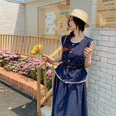 夏装新款！大量现货！波点牛仔休闲两件套2C133-8927P160K128，女装套装/套裙，2C133