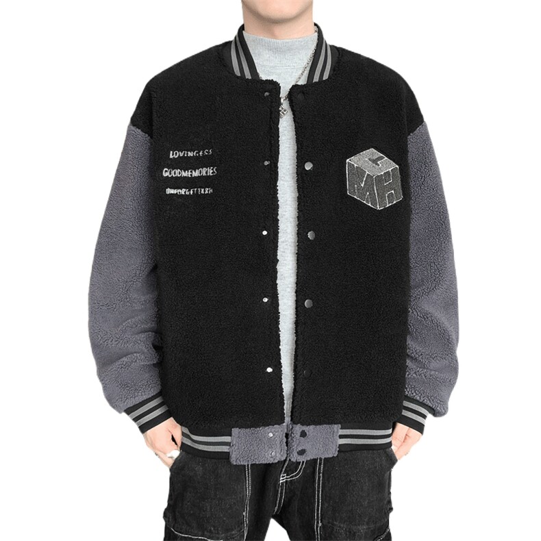 棉衣男士秋冬季羊羔绒毛外套男棉服男加厚棒球服棉袄M09-P125,男装棉衣,星座308B-1